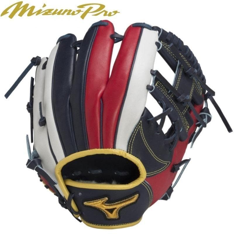 新品 ミズノプロ 軟式用グラブ 内野手用 Dブルー×レッド 1AJGR28103