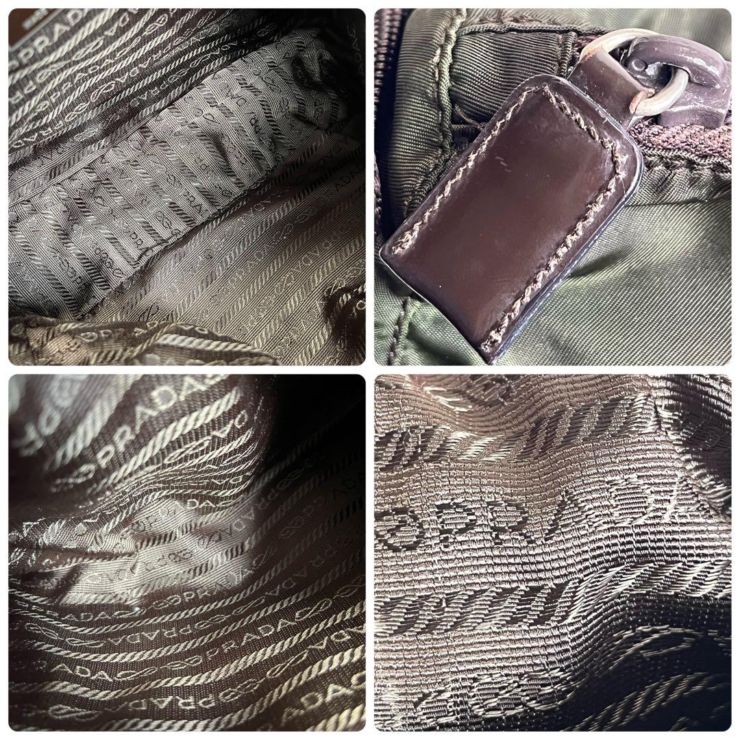 美品✨ PRADA メッセンジャーバッグ 三角ロゴ カーキ ナイロン レザー