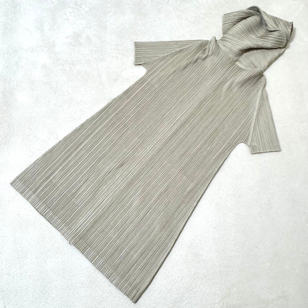 極美品✨PLEATS PLEASE プリーツ　パーカー　ロング丈　ベージュ