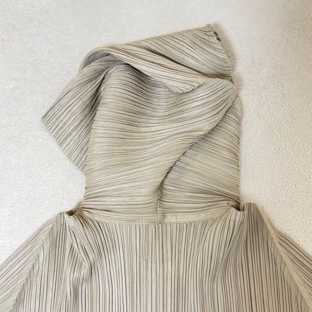 極美品✨PLEATS PLEASE プリーツ　パーカー　ロング丈　ベージュ
