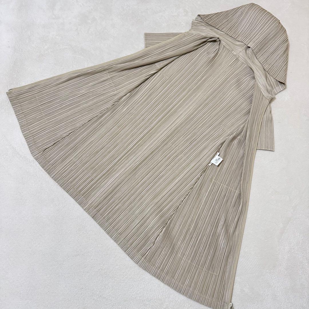 極美品✨PLEATS PLEASE プリーツ　パーカー　ロング丈　ベージュ