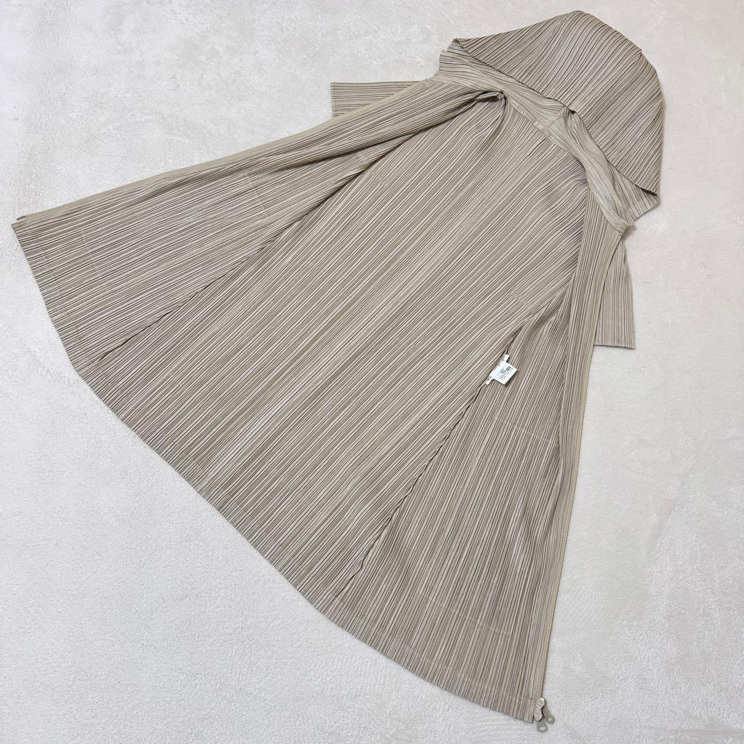 極美品✨PLEATS PLEASE プリーツ　パーカー　ロング丈　ベージュ