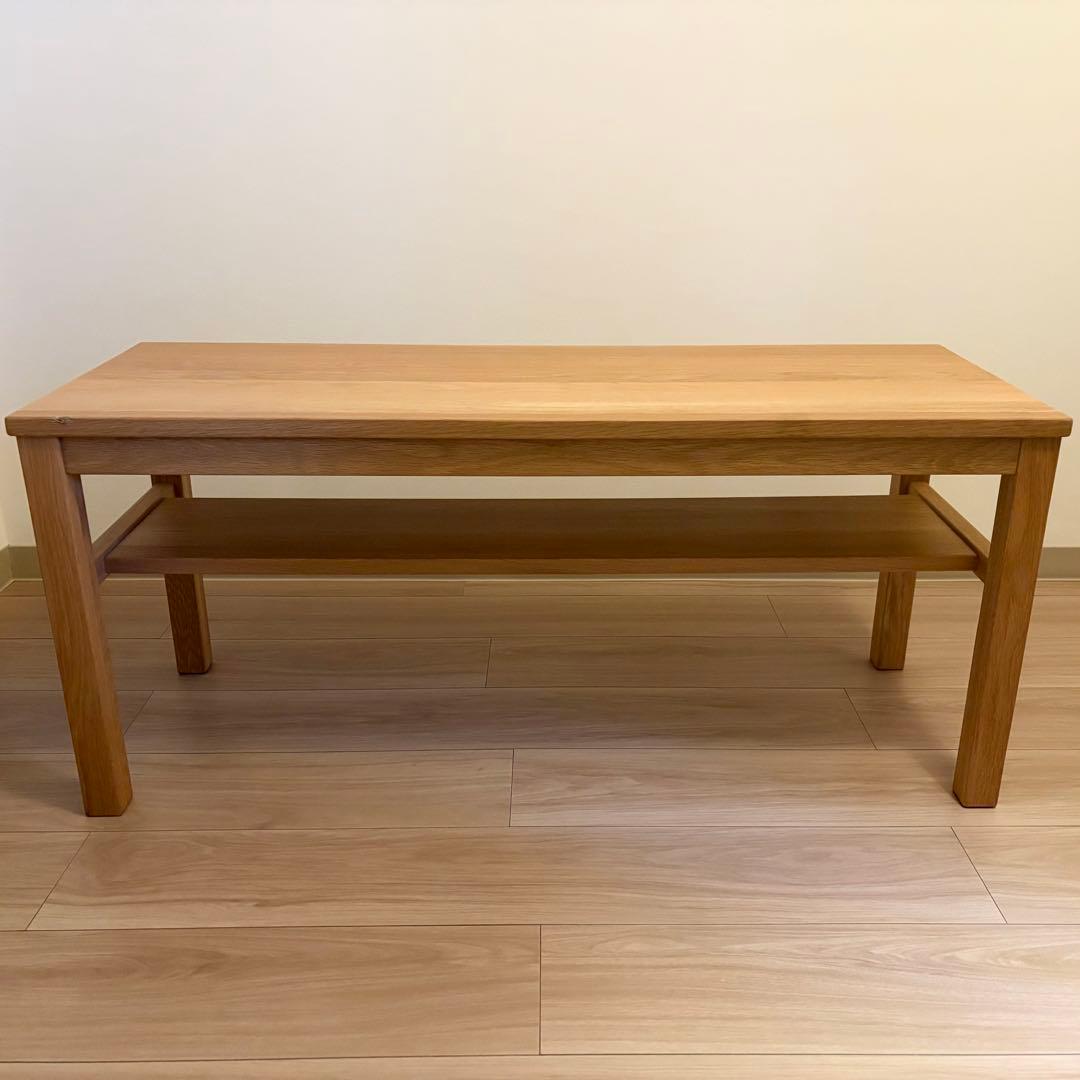 無印良品　木製ベンチ／板座／オーク材幅１００×奥行３７×高さ４４ｃｍローテーブル