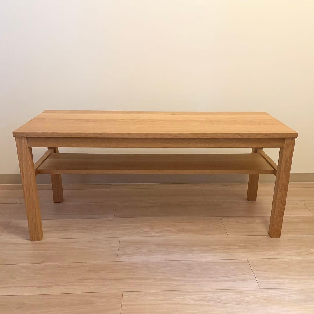 無印良品　木製ベンチ／板座／オーク材幅１００×奥行３７×高さ４４ｃｍローテーブル
