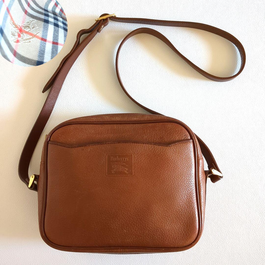 バーバリーズ ショルダーバッグ ホースロゴ ノバチェック柄 ロゴ型押し シボ革