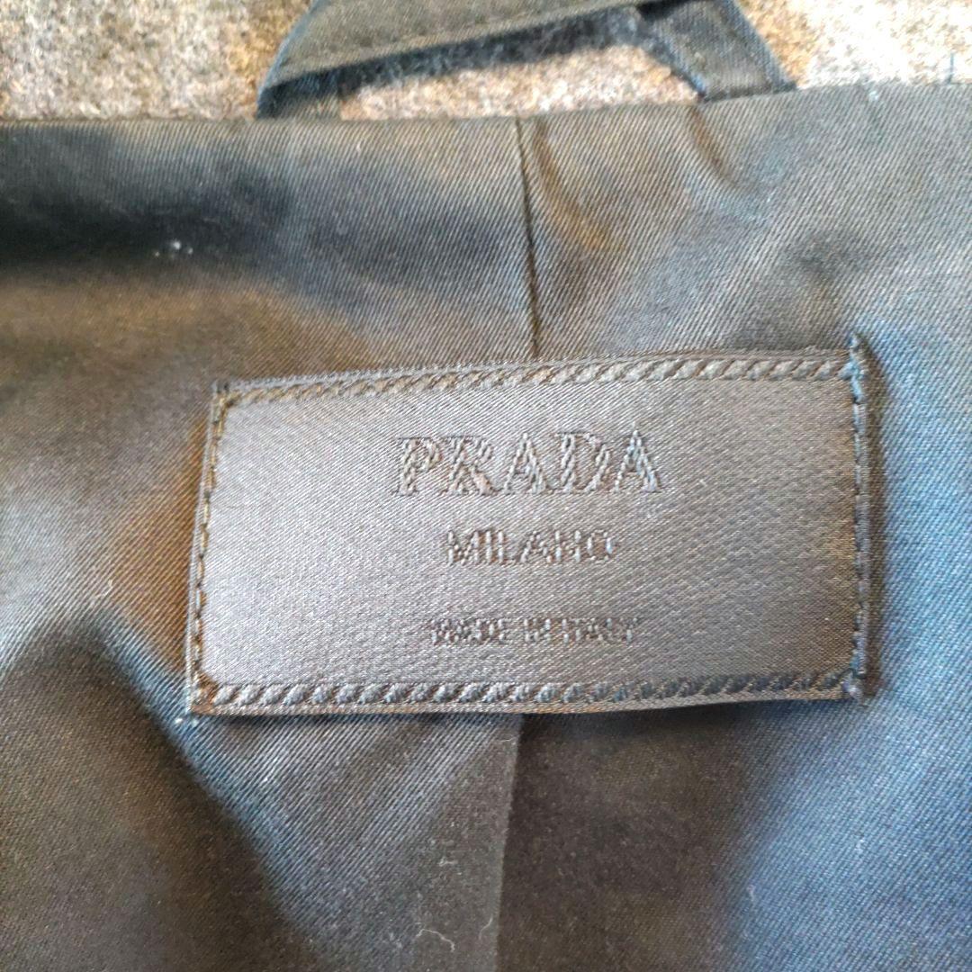 【プラダ】 ウールステンカラージャケット グレー　made in Italy