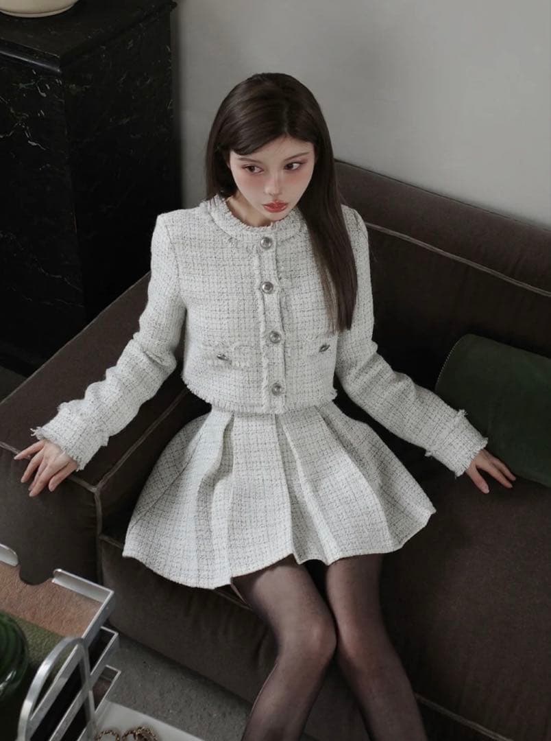 Darich コンパクトフリンジツイードジャケット