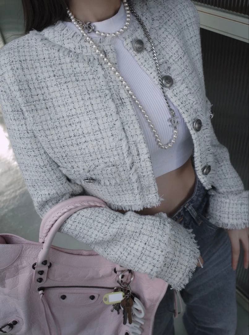 Darich コンパクトフリンジツイードジャケット