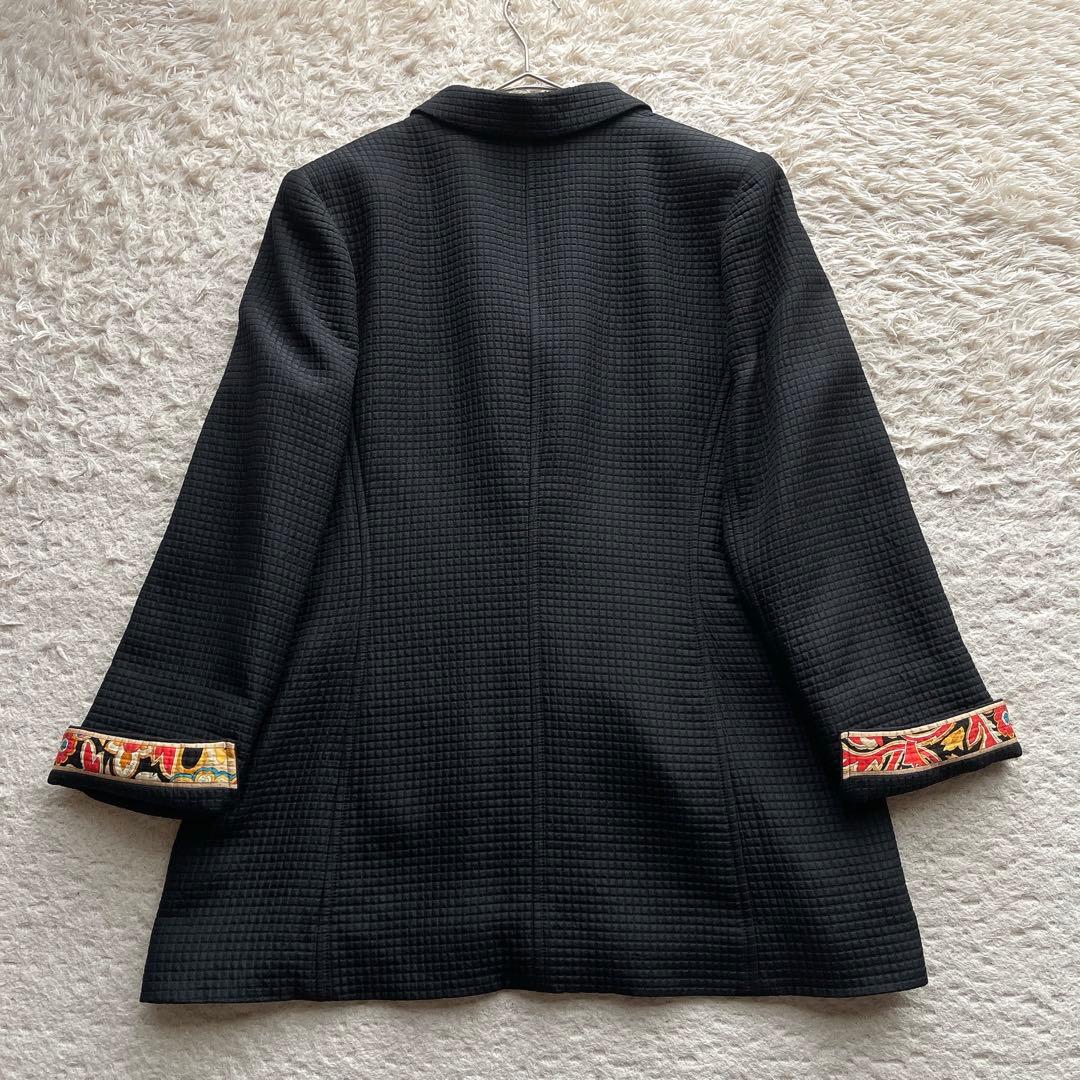 美品 レオナール テーラードジャケット トリム ウール シルク 大きいサイズXL