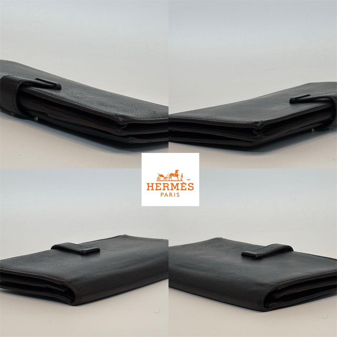 A130 エルメス 【美品】べアンスフレ 長財布 黒