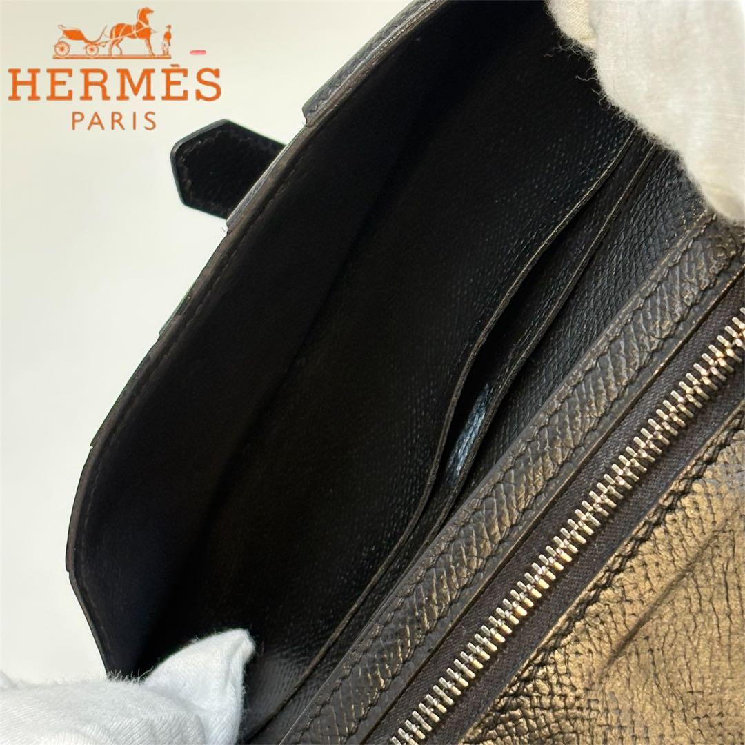 A130 エルメス 【美品】べアンスフレ 長財布 黒