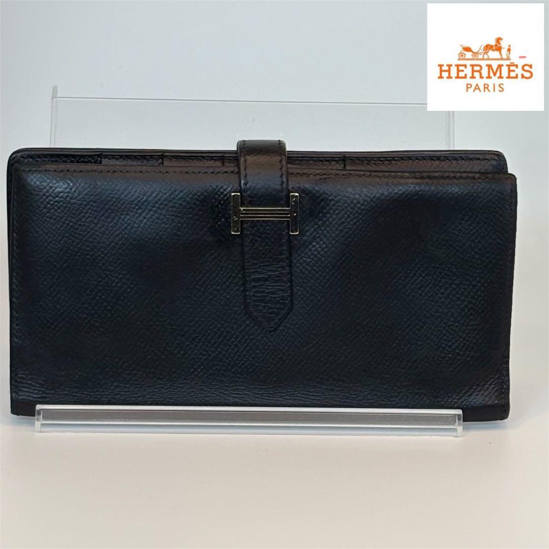 A130 エルメス 【美品】べアンスフレ 長財布 黒