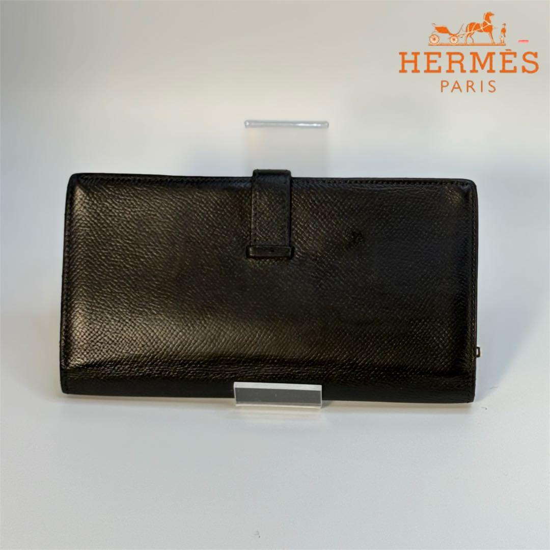 A130 エルメス 【美品】べアンスフレ 長財布 黒