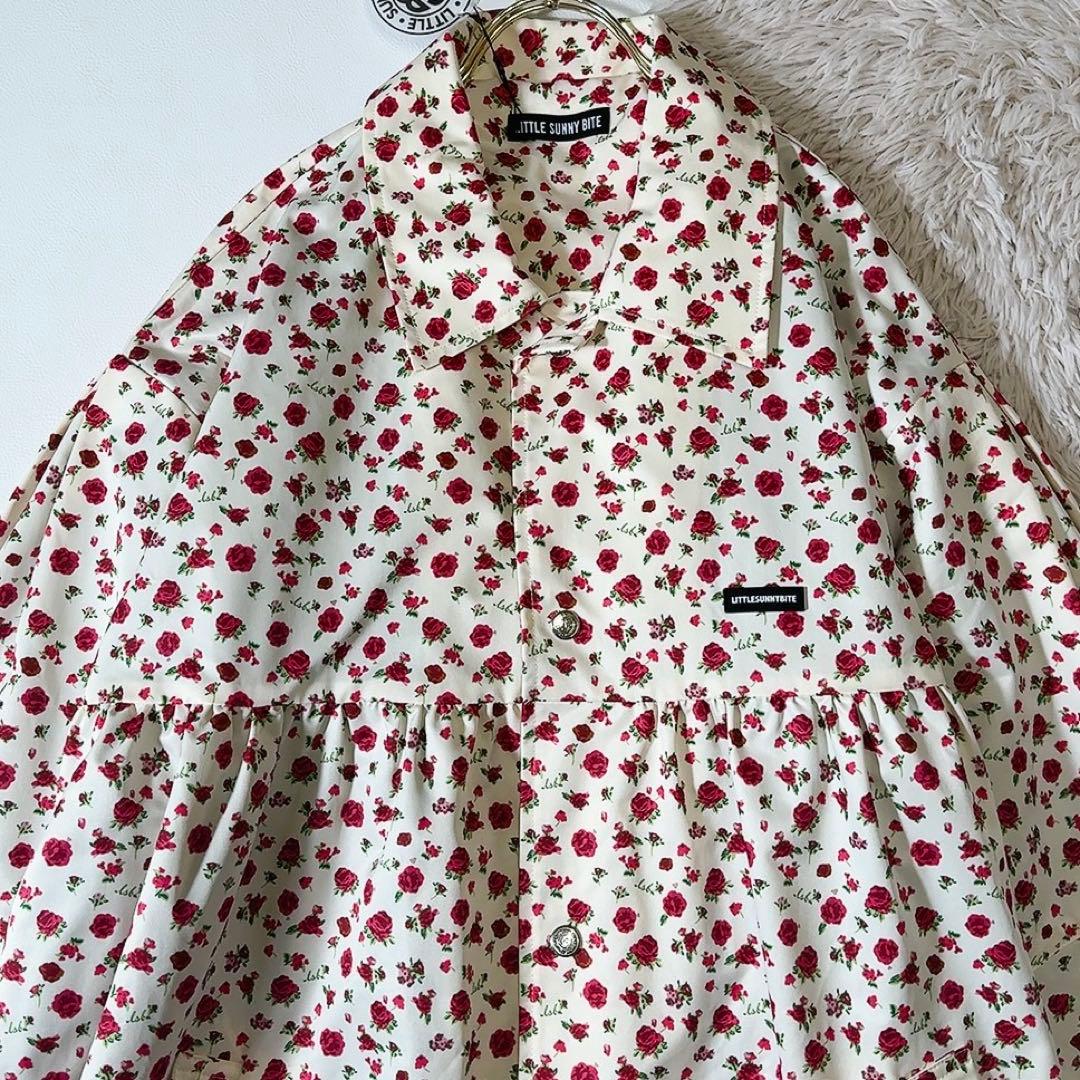 新品タグ付ꕥリトルサニーバイト 現行品 ローズレーヨンジャケット 花柄 大きめ