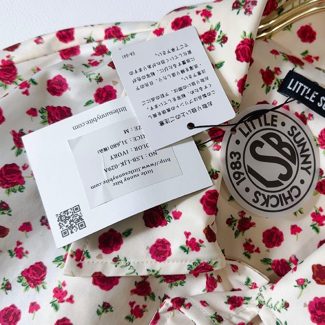 新品タグ付ꕥリトルサニーバイト 現行品 ローズレーヨンジャケット 花柄 大きめ