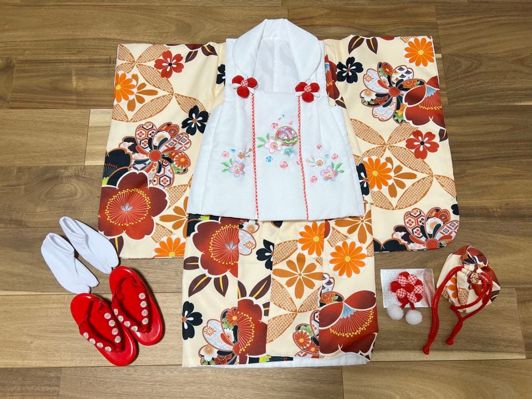 七五三 3歳　女の子　753 着物　MIMATSU 花ひめ　セット　フルセット