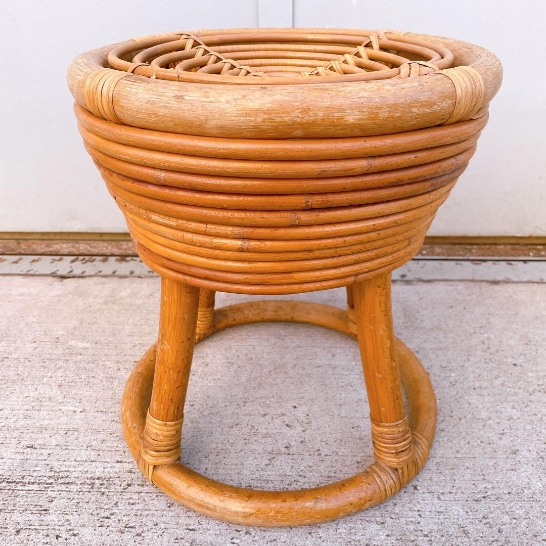 山川ラタン スツール ジャパンヴィンテージ 籐編み 山川譲 ジャパニーズモダン