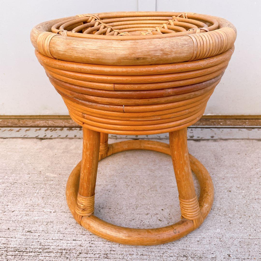 山川ラタン スツール ジャパンヴィンテージ 籐編み 山川譲 ジャパニーズモダン