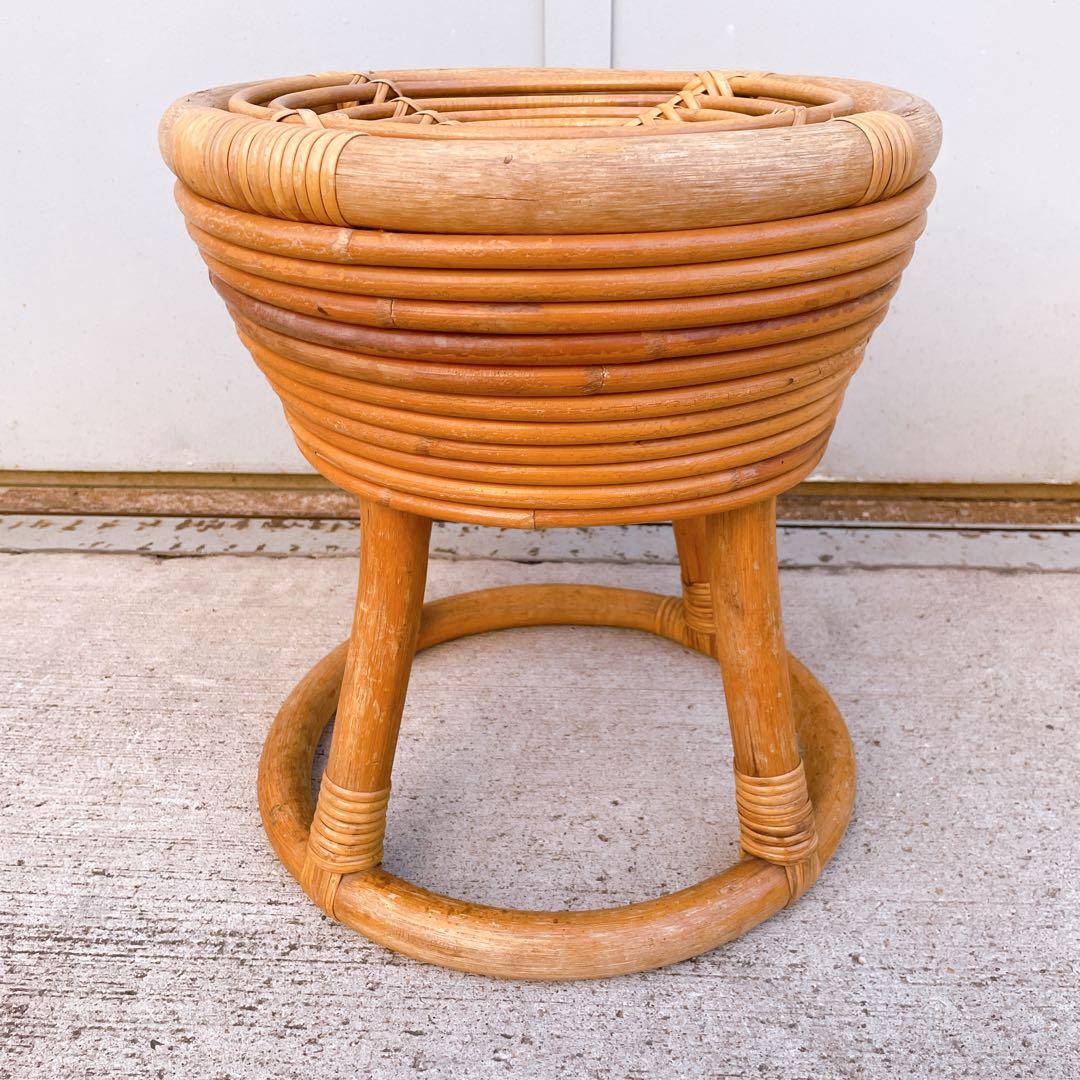 山川ラタン スツール ジャパンヴィンテージ 籐編み 山川譲 ジャパニーズモダン