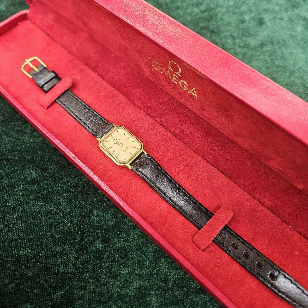 【OMEGA】オメガテヴィル De Ville クォーツゴールド腕時計 箱付！