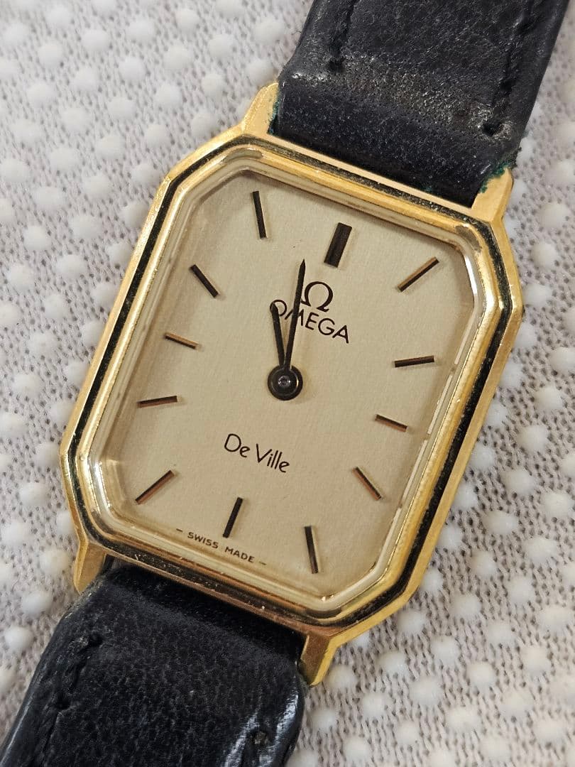 【OMEGA】オメガテヴィル De Ville クォーツゴールド腕時計 箱付！