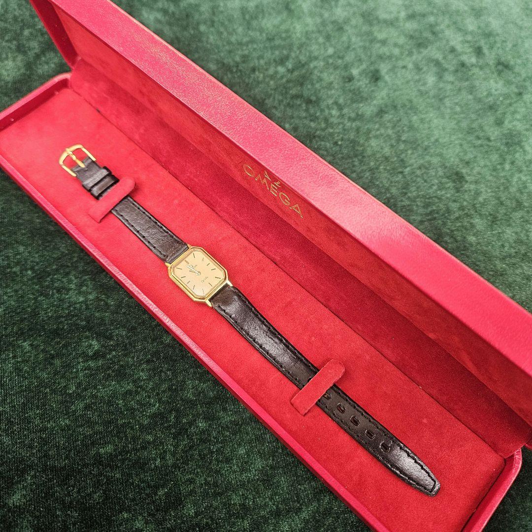 【OMEGA】オメガテヴィル De Ville クォーツゴールド腕時計 箱付！