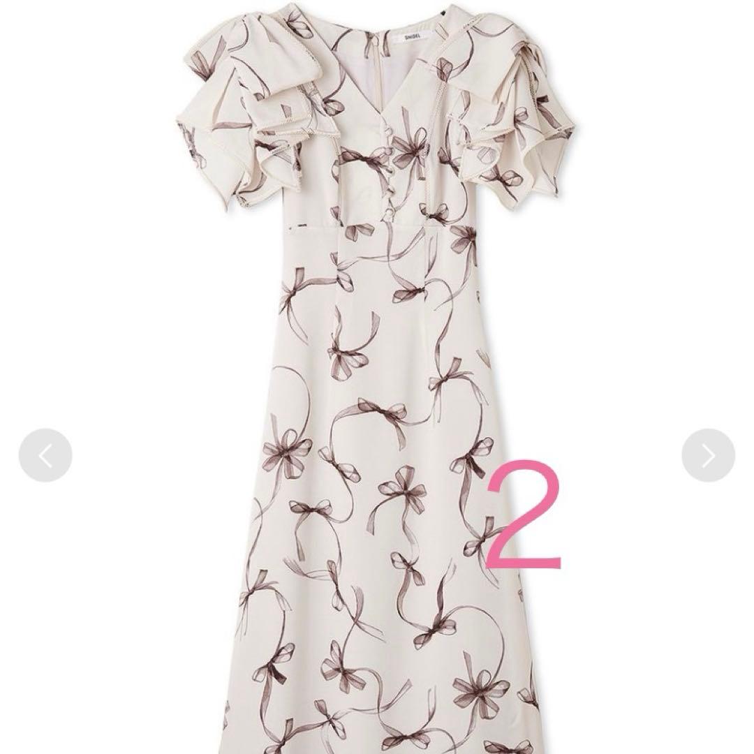 新品未使用*サイズ2SNIDEL Sustainableリボンプリントワンピース