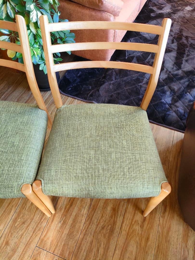 ORION　朝日木材　ダイニングチェア　合皮カバー付き　２脚