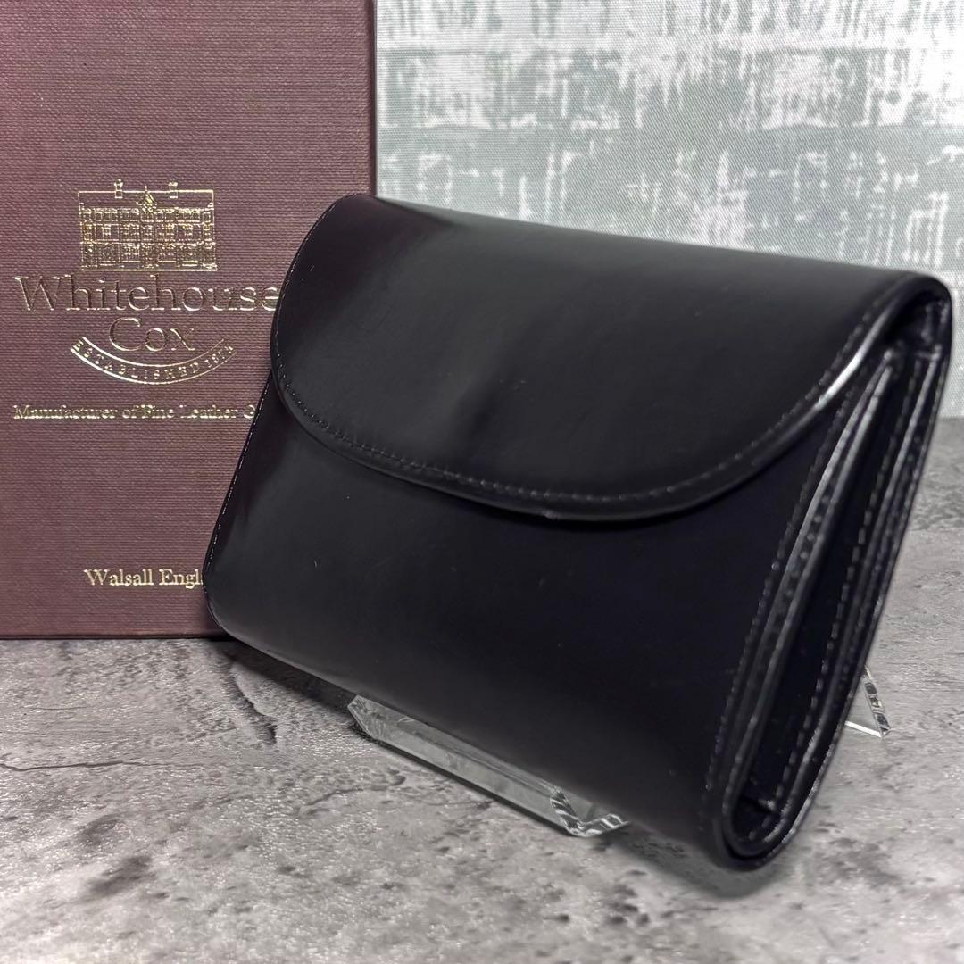 【よろしくん！】ホワイトハウスコックス 3つ折り財布 黒 レザー ブラック