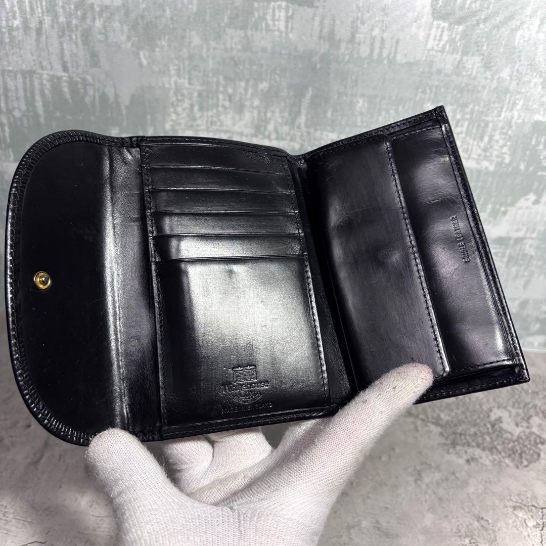 【よろしくん！】ホワイトハウスコックス 3つ折り財布 黒 レザー ブラック
