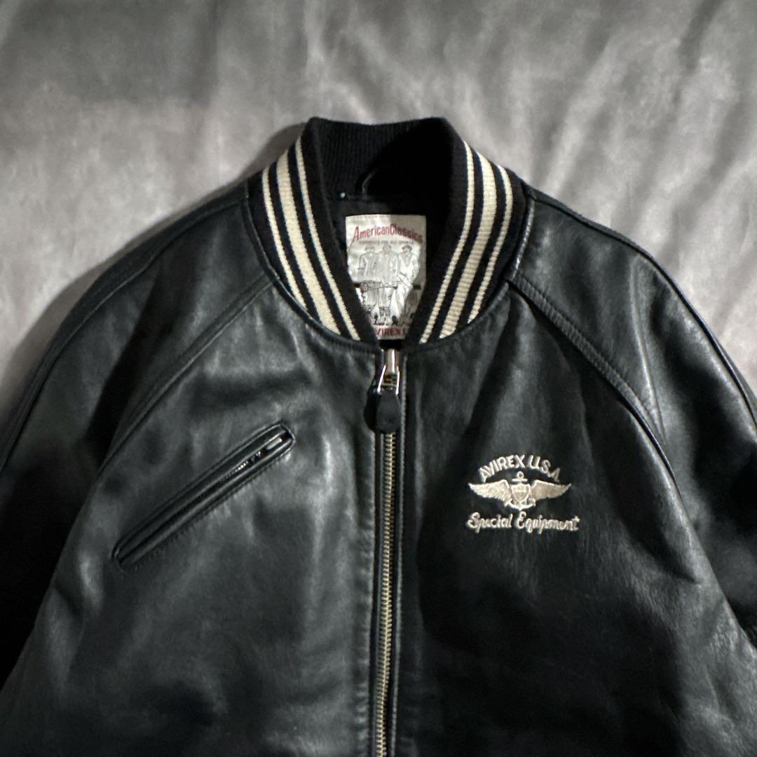 美品　アビレックス　スタジャVARSITY JACKET　アーチロゴ ブラック