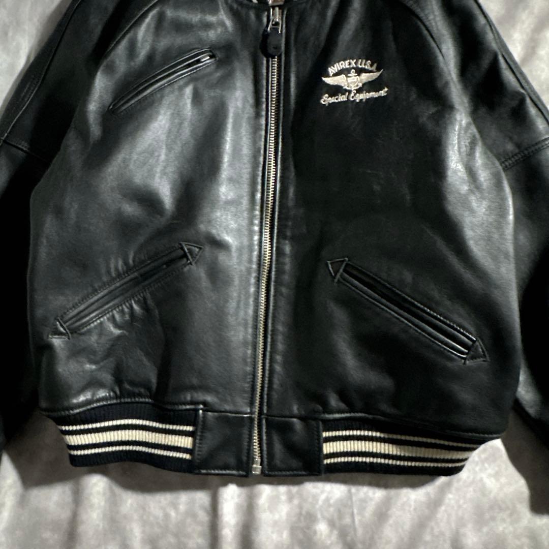 美品　アビレックス　スタジャVARSITY JACKET　アーチロゴ ブラック
