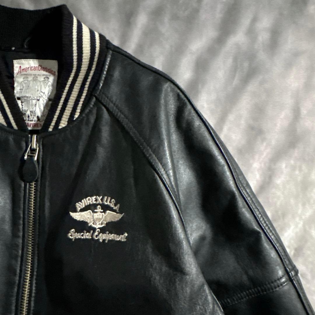 美品　アビレックス　スタジャVARSITY JACKET　アーチロゴ ブラック