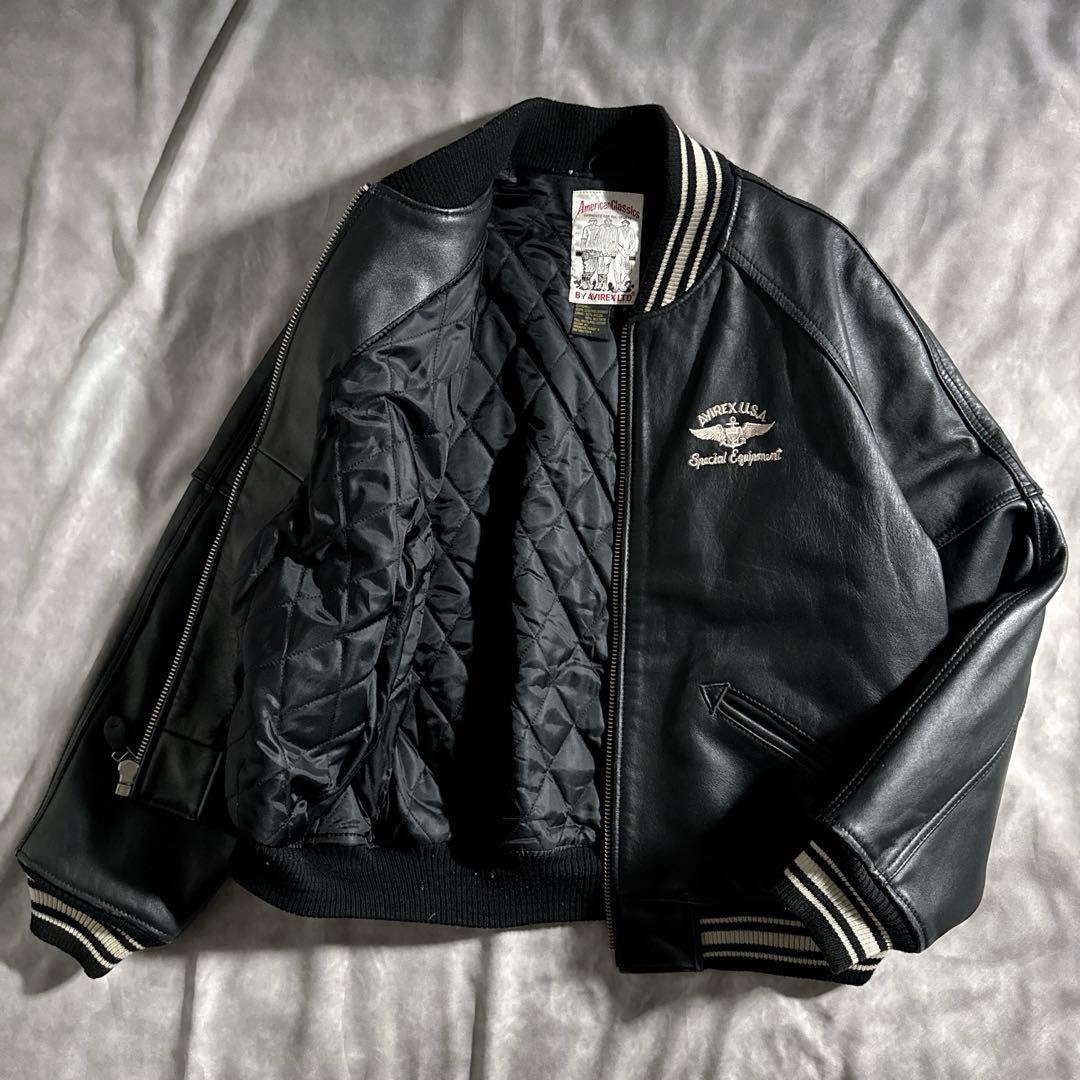 美品　アビレックス　スタジャVARSITY JACKET　アーチロゴ ブラック