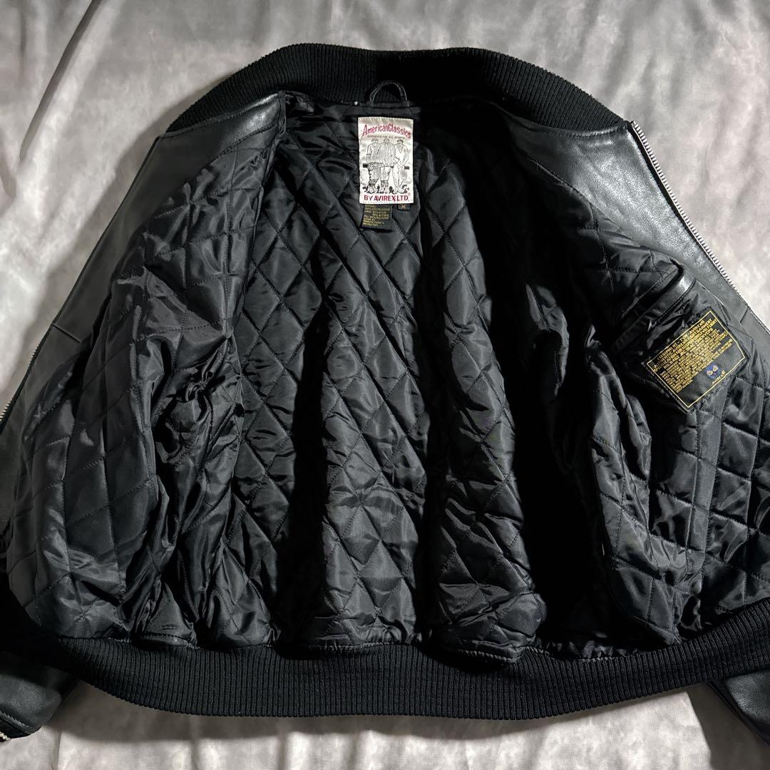 美品　アビレックス　スタジャVARSITY JACKET　アーチロゴ ブラック