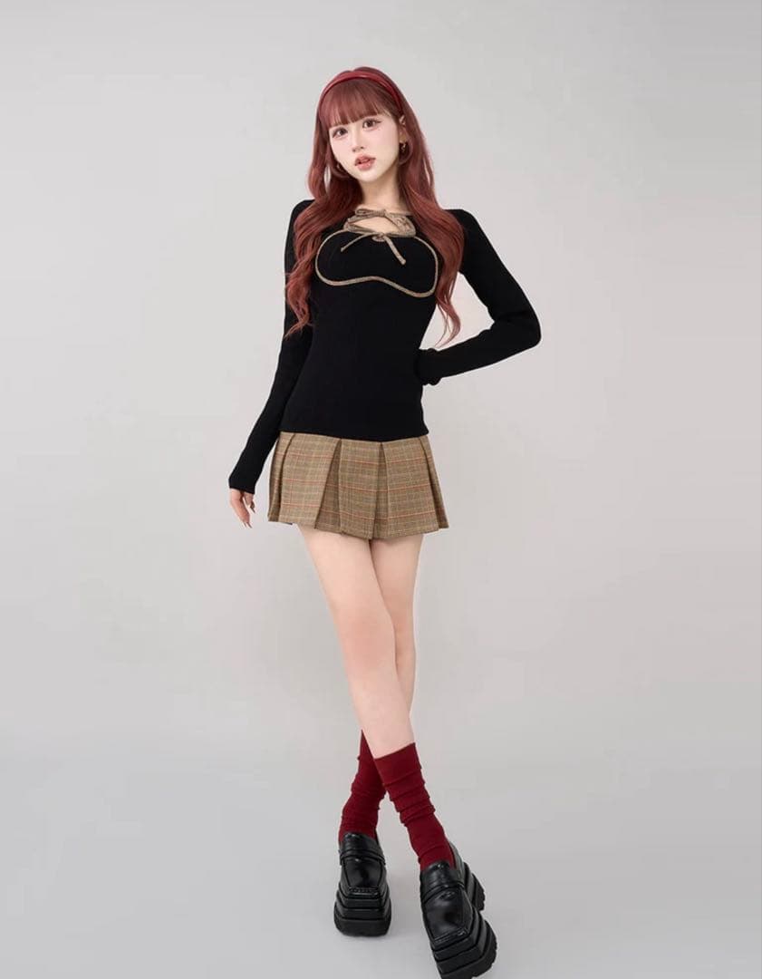 ダーリッチ Darich ポイントチェックニットミニワンピース