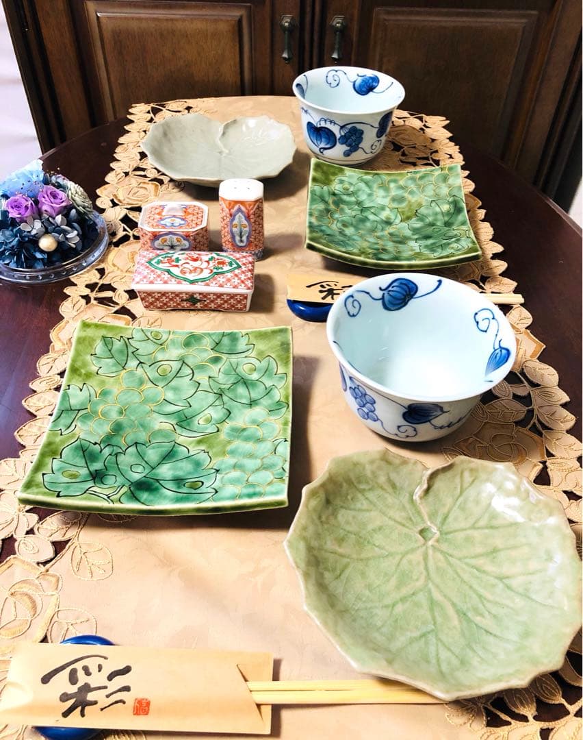 おふたり様の食卓　陶器の器6点と小物３点　陶葊　其泉　など