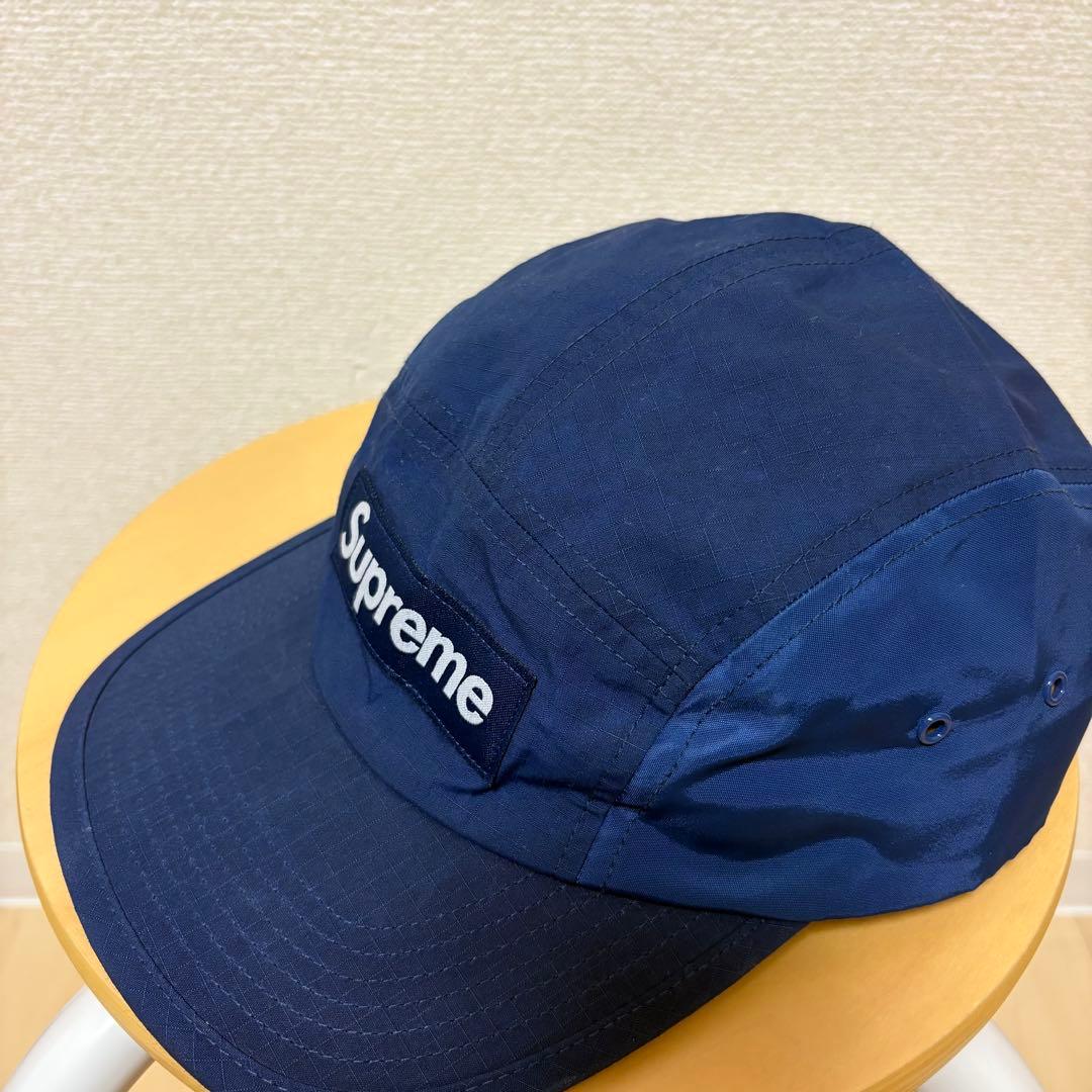 シュプリーム　格子柄　チェック柄　ジェットキャップ　キャンプキャップ　ネイビー