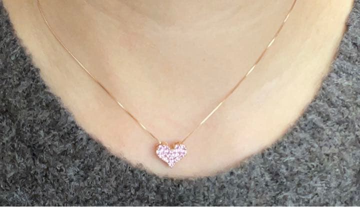K18 ピンクサファイアハートネックレス　0.5カラット