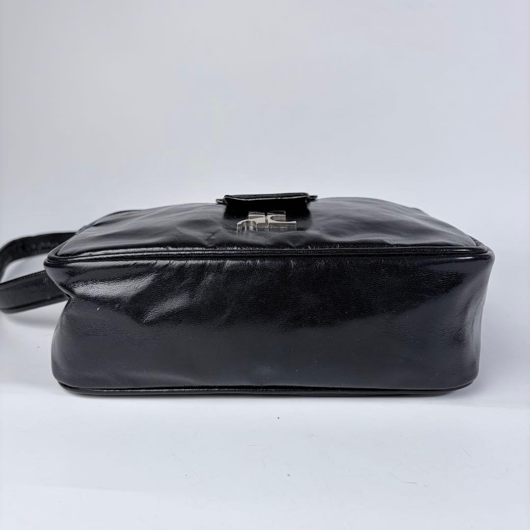 【フランス製】クレージュショルダーエナメルヴィンテージy2kブラック