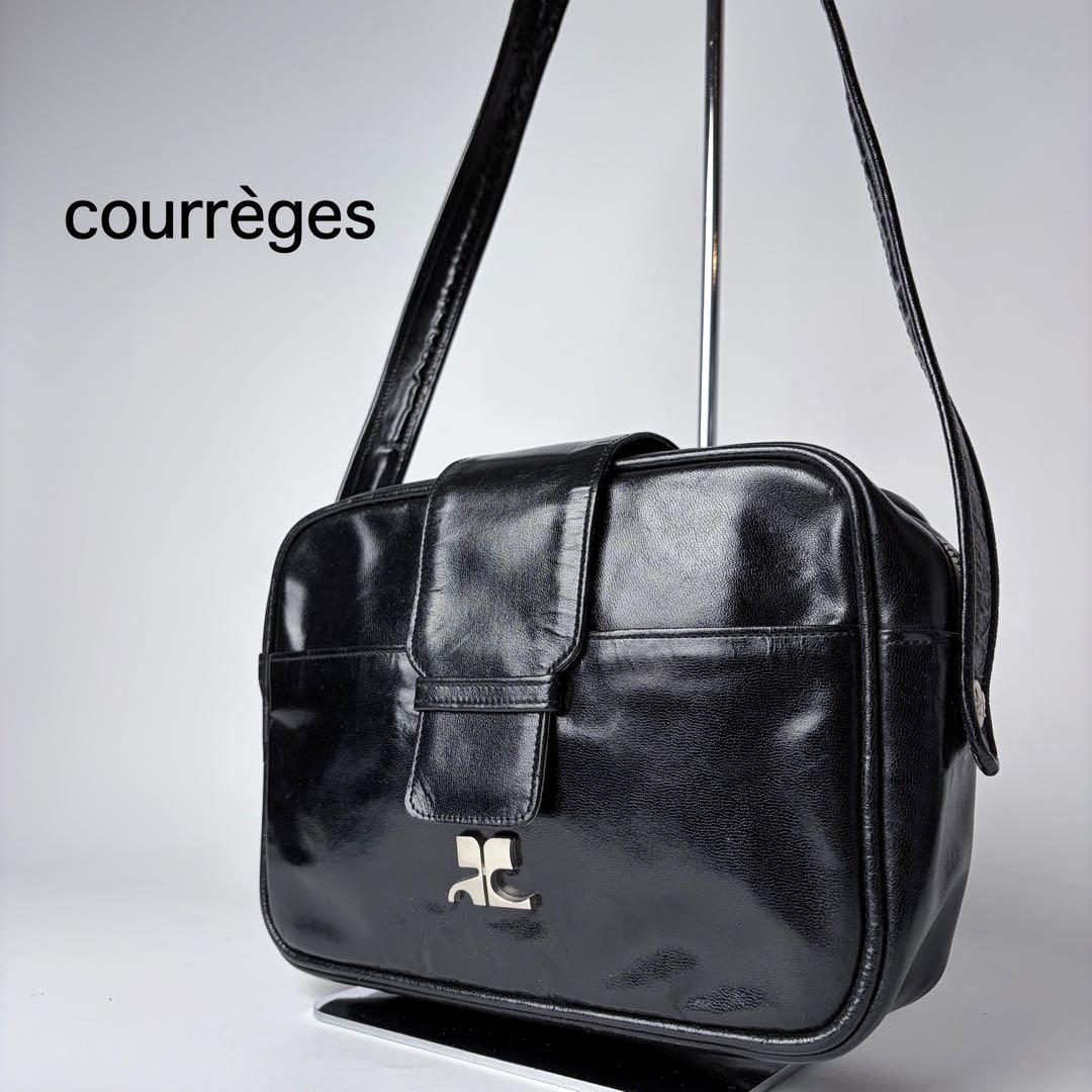 【フランス製】クレージュショルダーエナメルヴィンテージy2kブラック