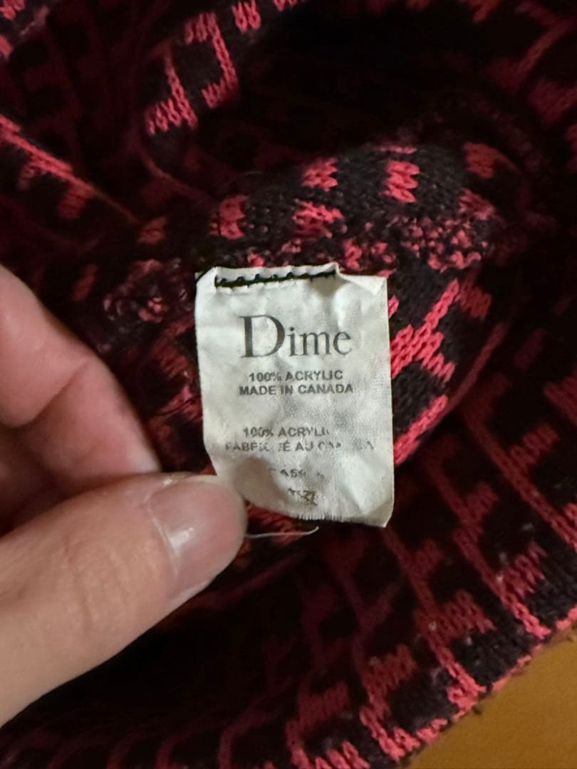 Dime ニットビーニー カナダ製 初期タグ アーカイブ レッド×ブラック