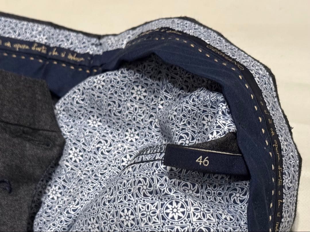 GERMANO ジェルマーノ ウールフランネル1プリーツパンツ 46