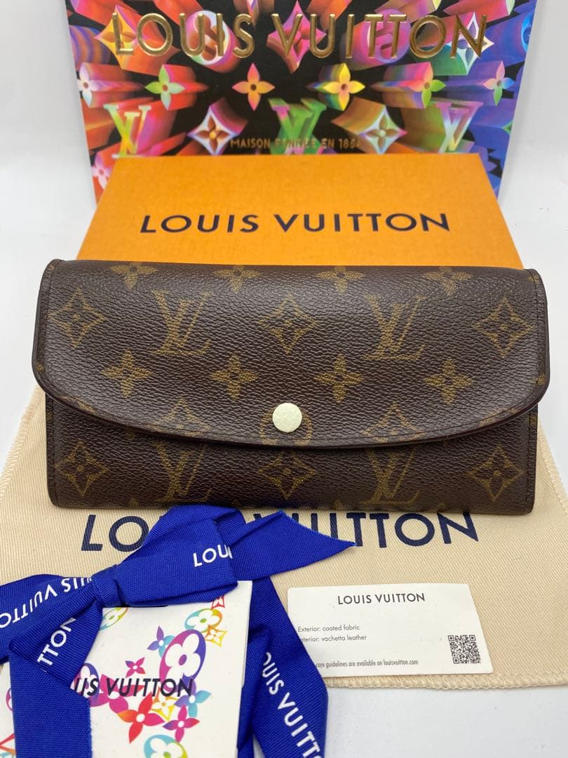 美品✨️ルイヴィトン モノグラムポルトフォイユ エミリー ルージュ M60136