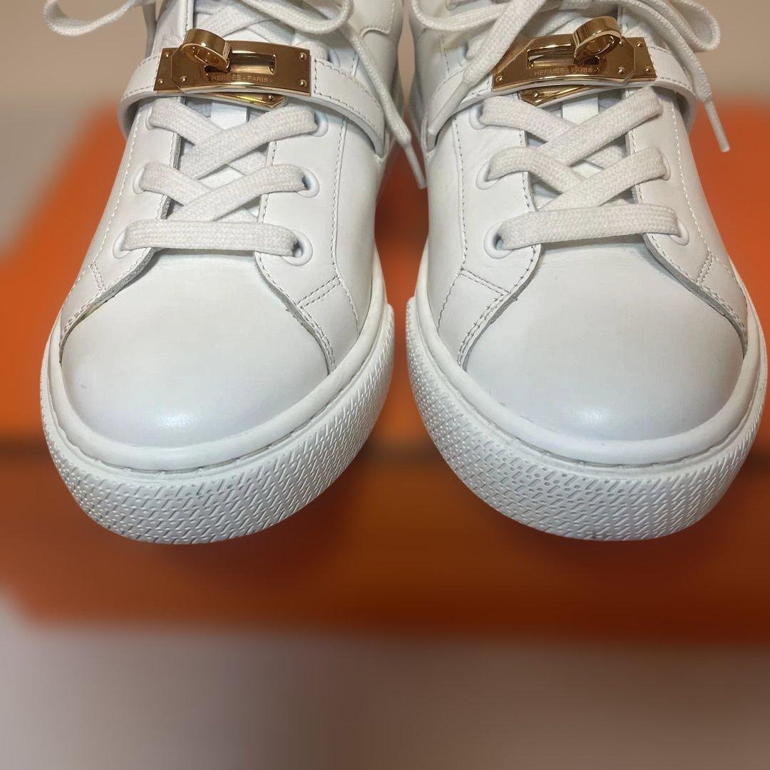 ☆HERMES☆デイ　ピンクゴールドケリーバックルスニーカーサイズ37.5