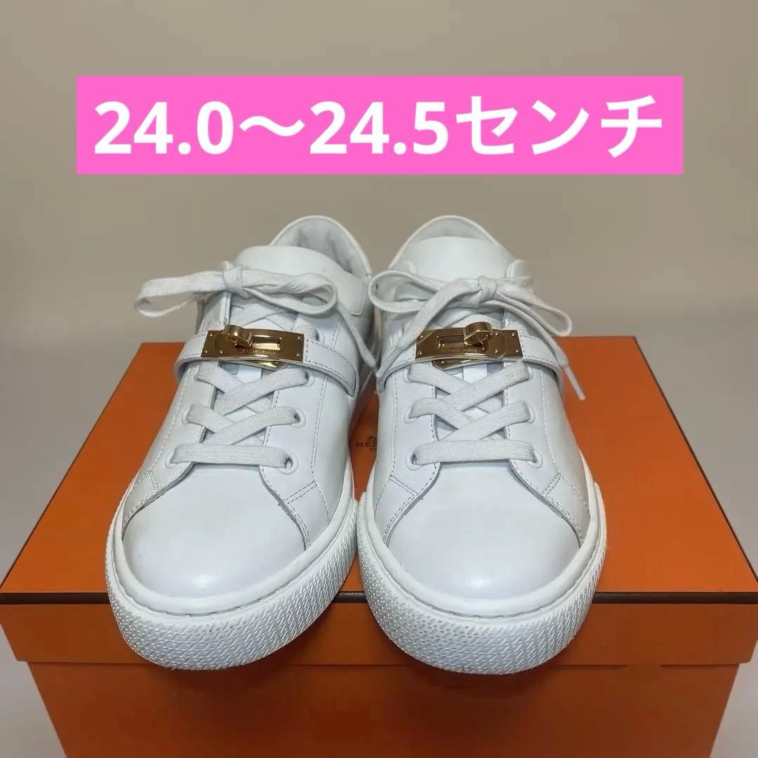 ☆HERMES☆デイ　ピンクゴールドケリーバックルスニーカーサイズ37.5