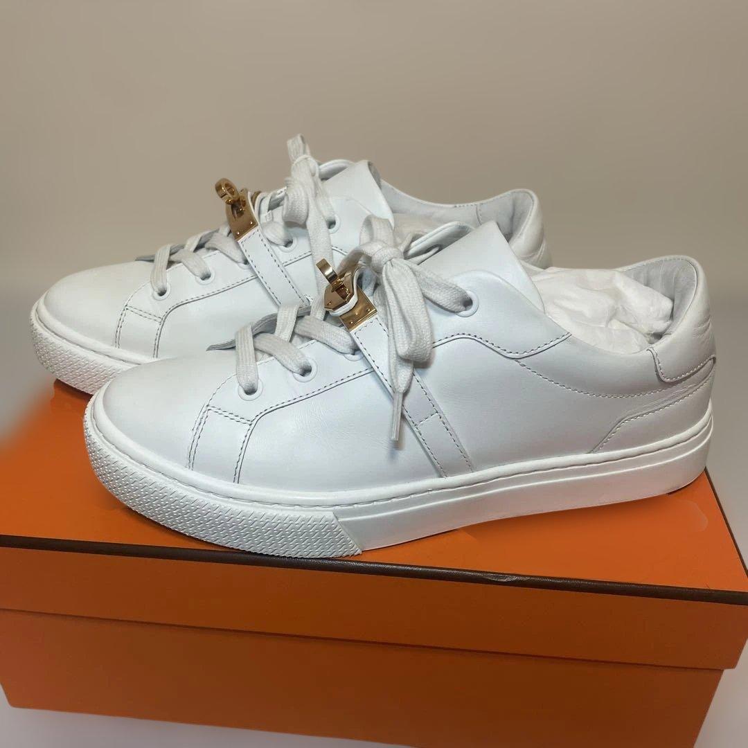 ☆HERMES☆デイ　ピンクゴールドケリーバックルスニーカーサイズ37.5