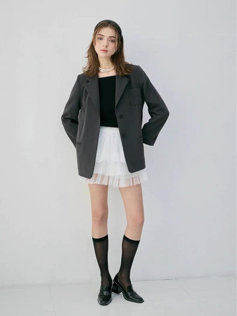 新品 エイミー チュール ミニスカート ホワイト 白