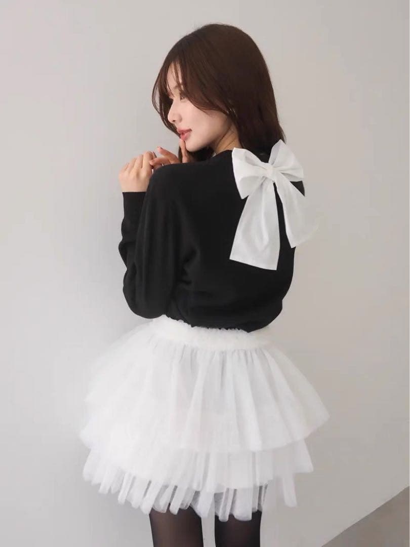 新品 エイミー チュール ミニスカート ホワイト 白