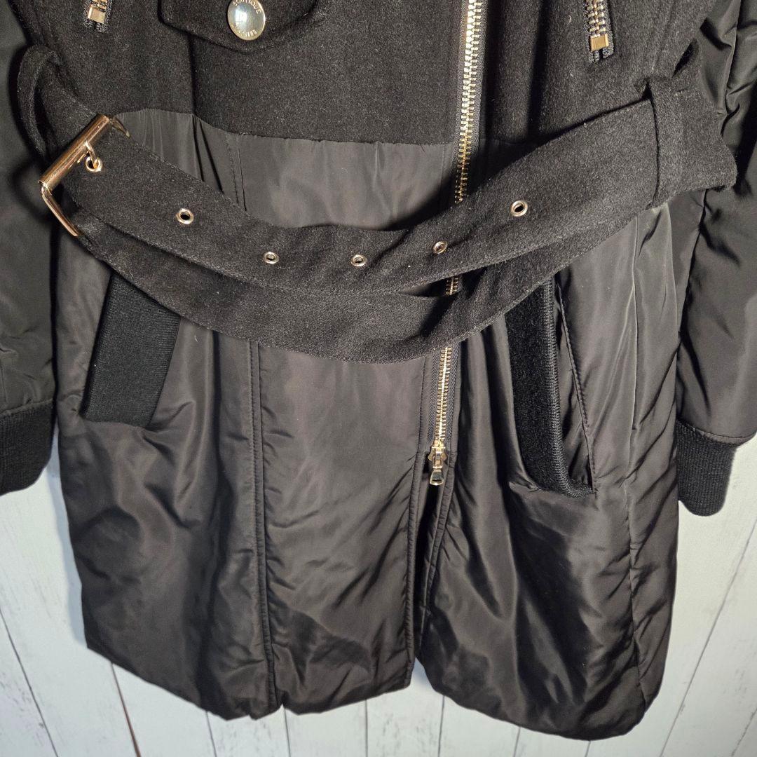 MOSCHINO ライダースコート ダウン ロング 異素材 切替 ウール 黒